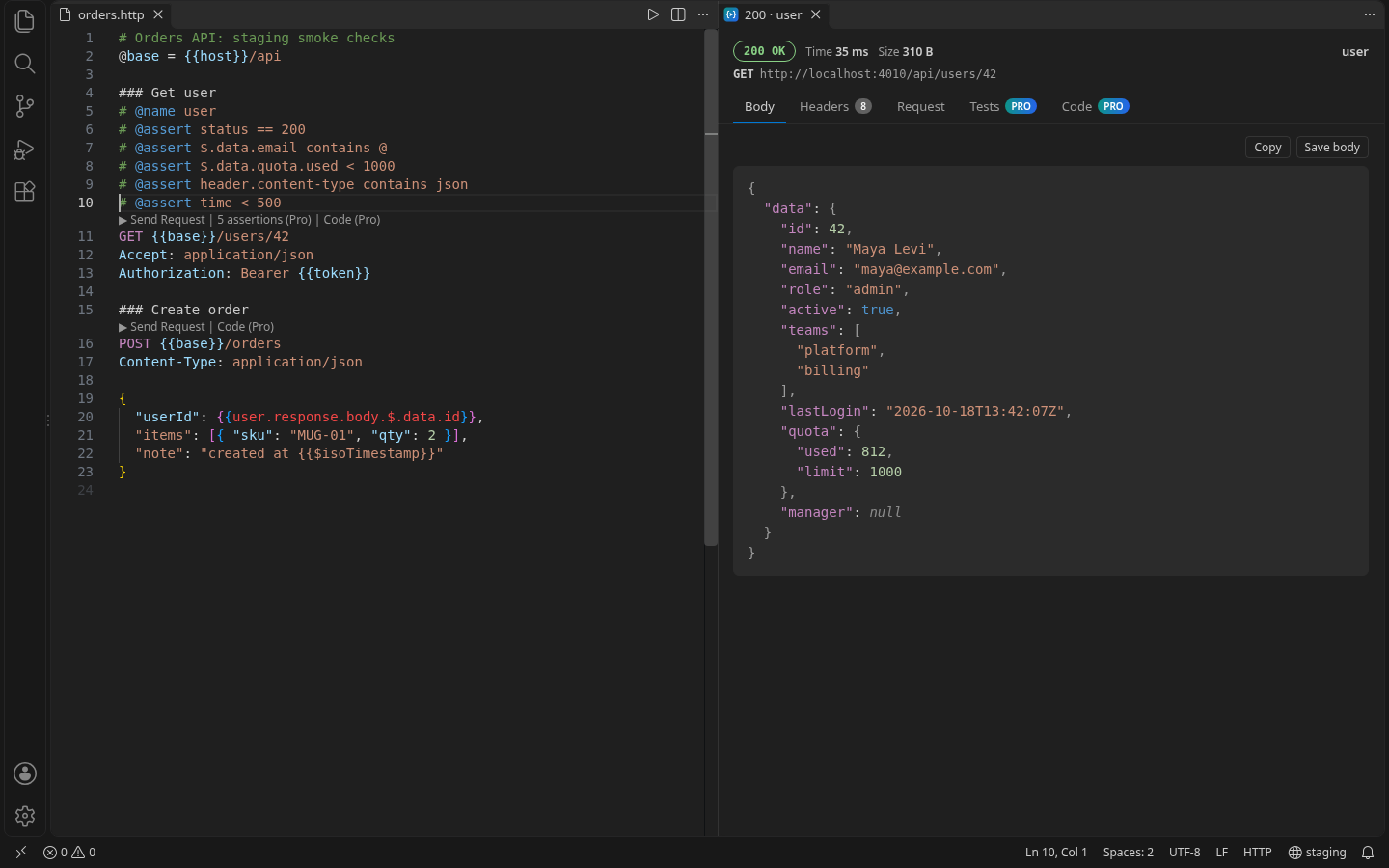 A .http file and its response