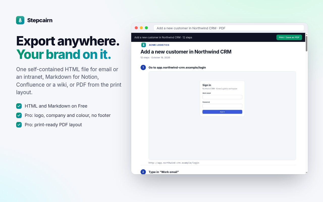 A branded HTML export